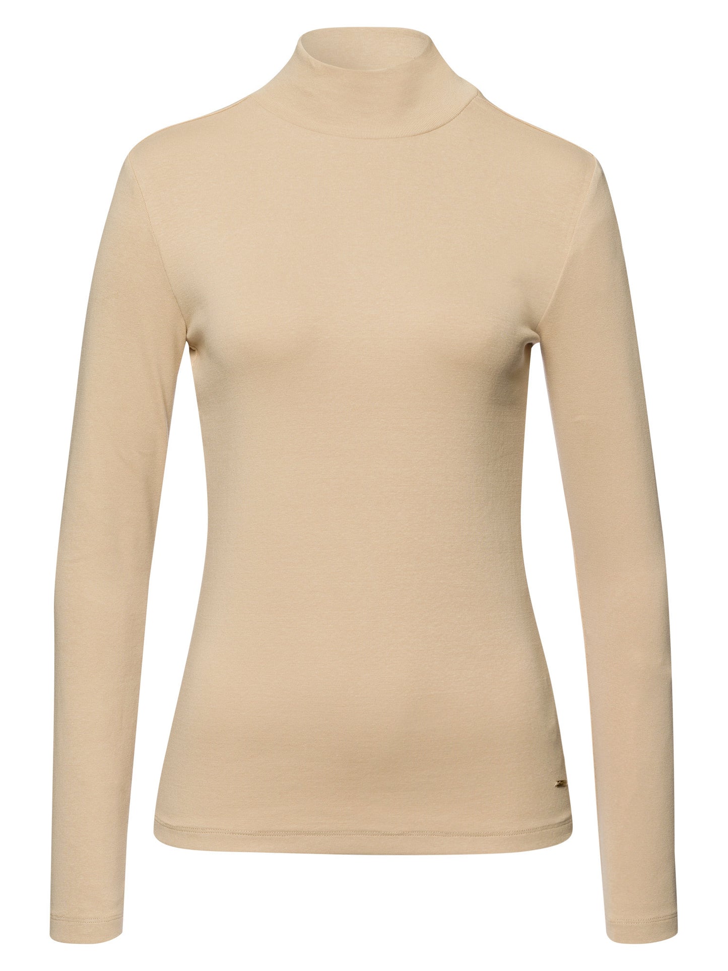 Women's regular shirt with turtleneck in beige