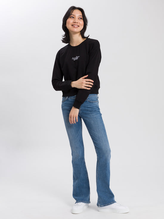 Women's cropped sweatshirt with logo print black
