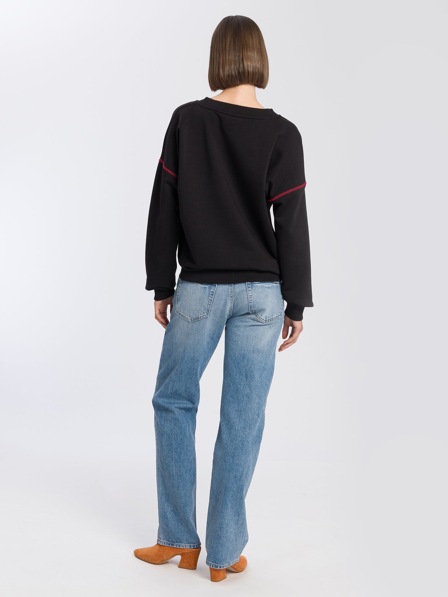 Women's regular sweatshirt with colored print black