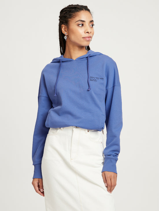 Women's regular hoodie with two pockets, blue.