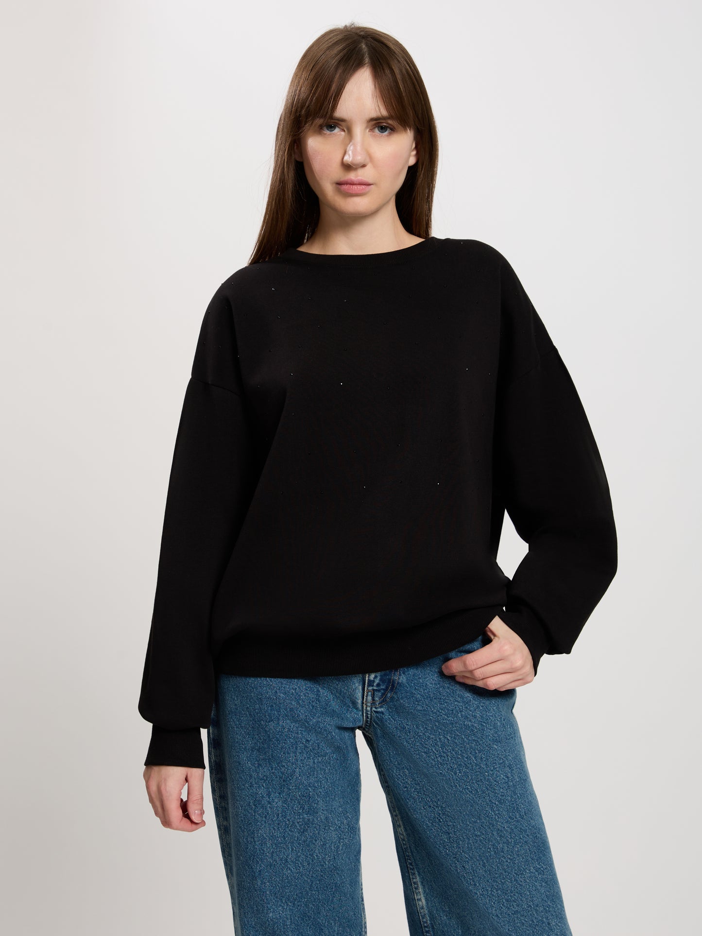 Damen Pullover Regular in schwarz