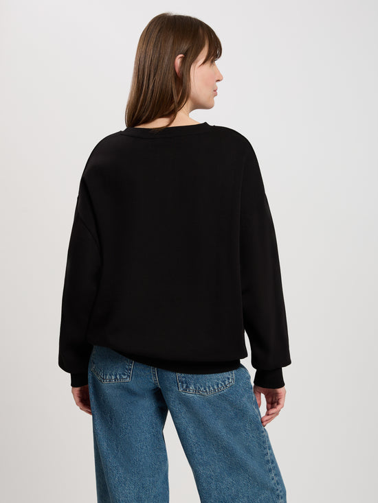 Damen Pullover Regular in schwarz