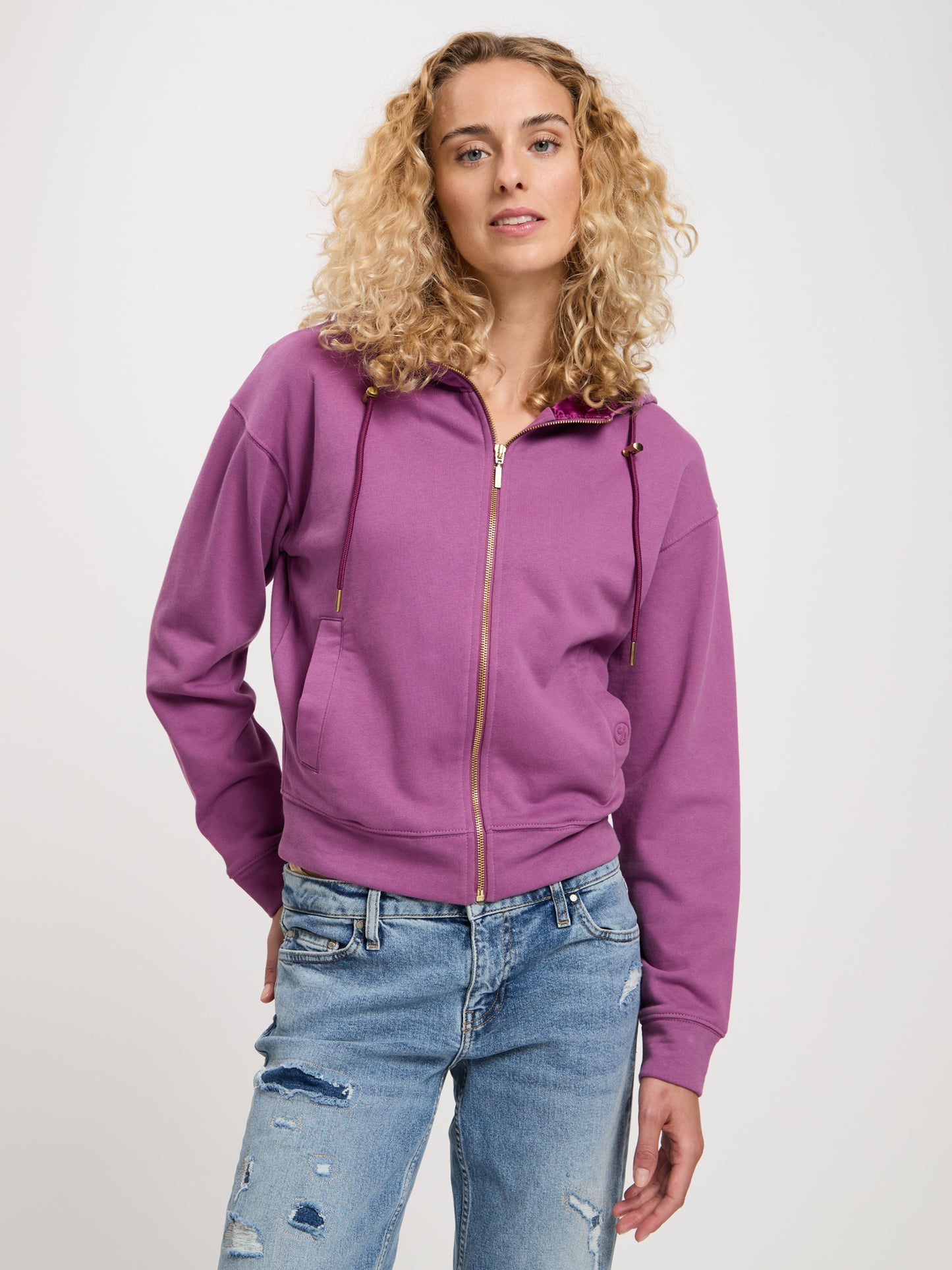 Damen Regular Sweatjacke in lila