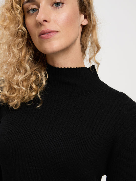 Damen Stehkragenpullover schwarz