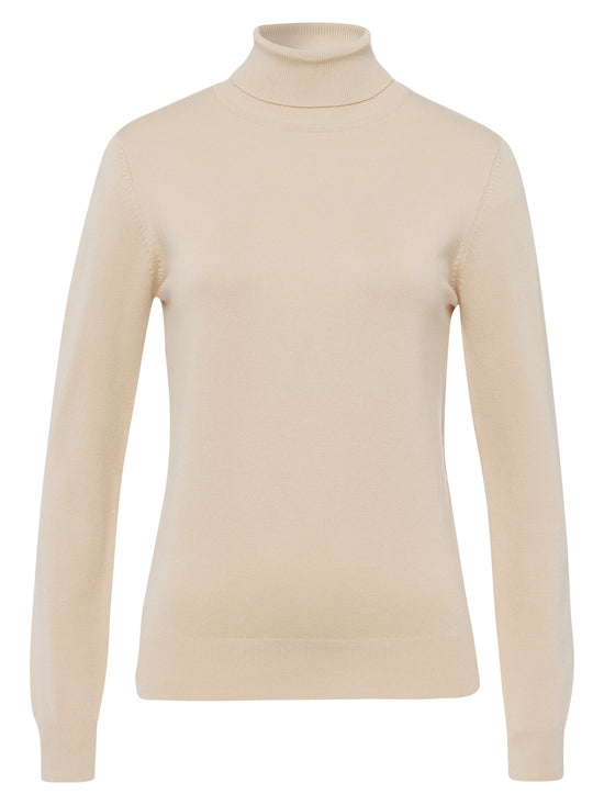 Women's regular turtleneck sweater in beige