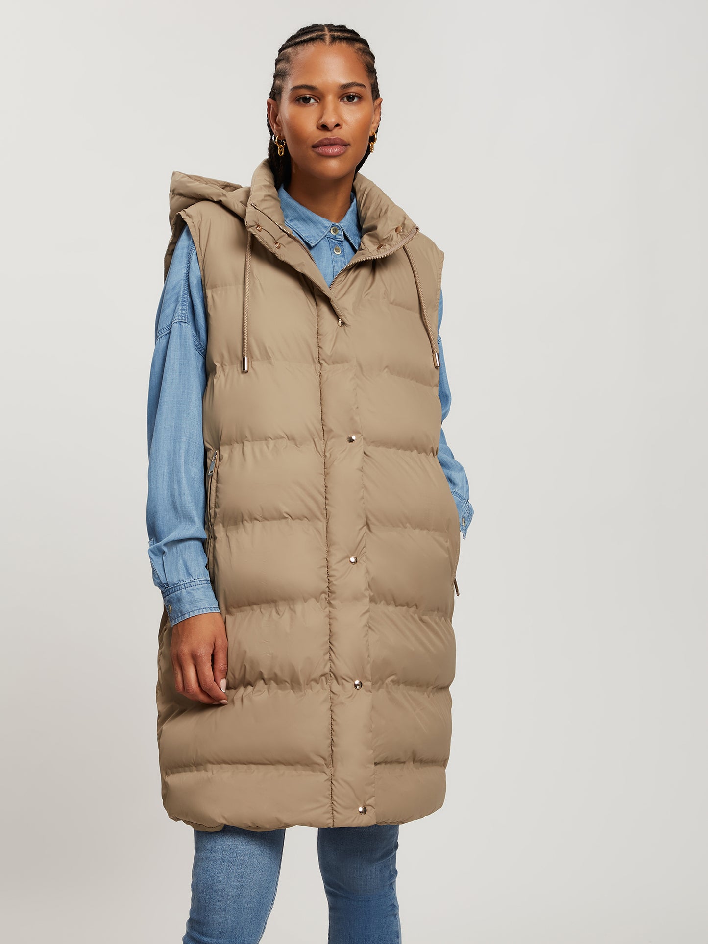 Damen Regular Steppweste in Beige