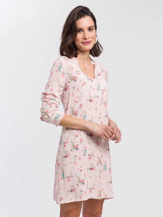 Ladies dress with floral pattern light pink