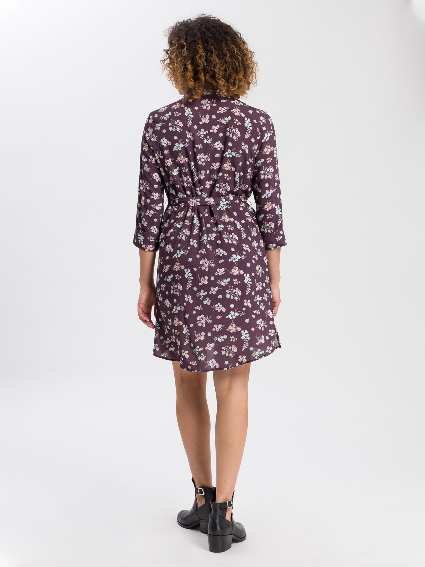 Ladies dress with floral pattern purple