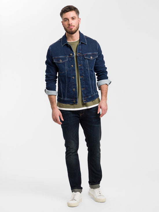 Herren Jeansjacke Denim Jacket Regular Fit dunkelblau