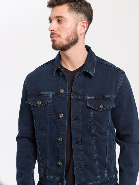 Herren Jeansjacke Denim Jacket Regular Fit schwarzblau