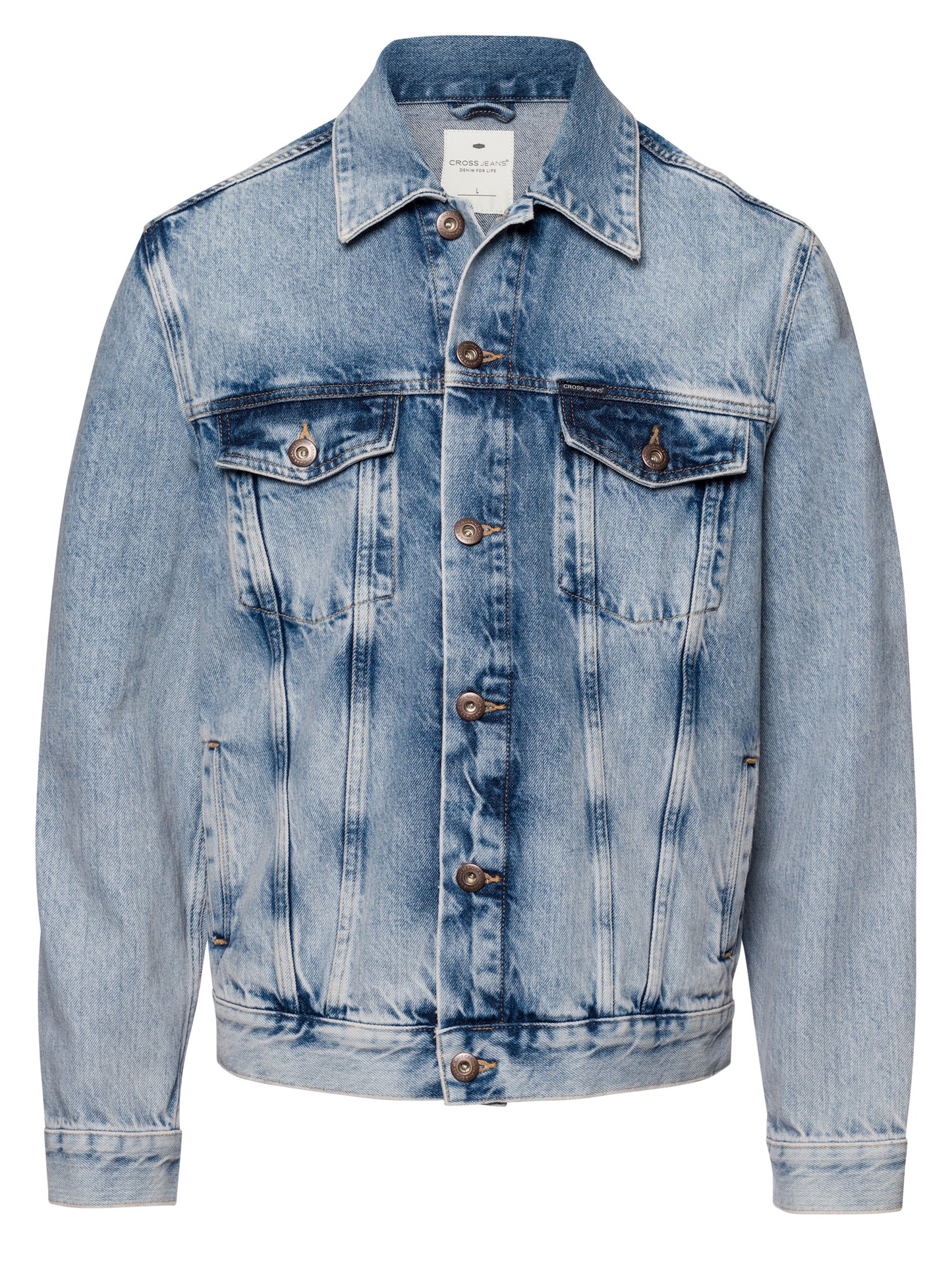 Men's regular denim jacket in light blue