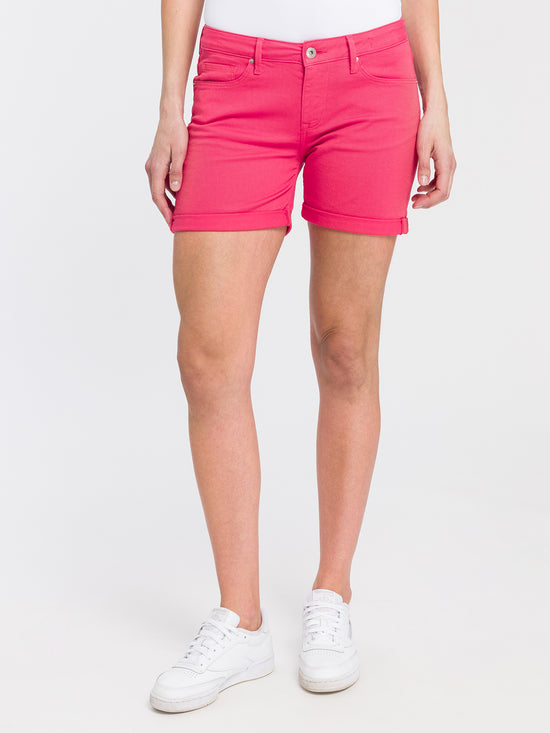 Zena Damen Jeans Slim Shorts pink