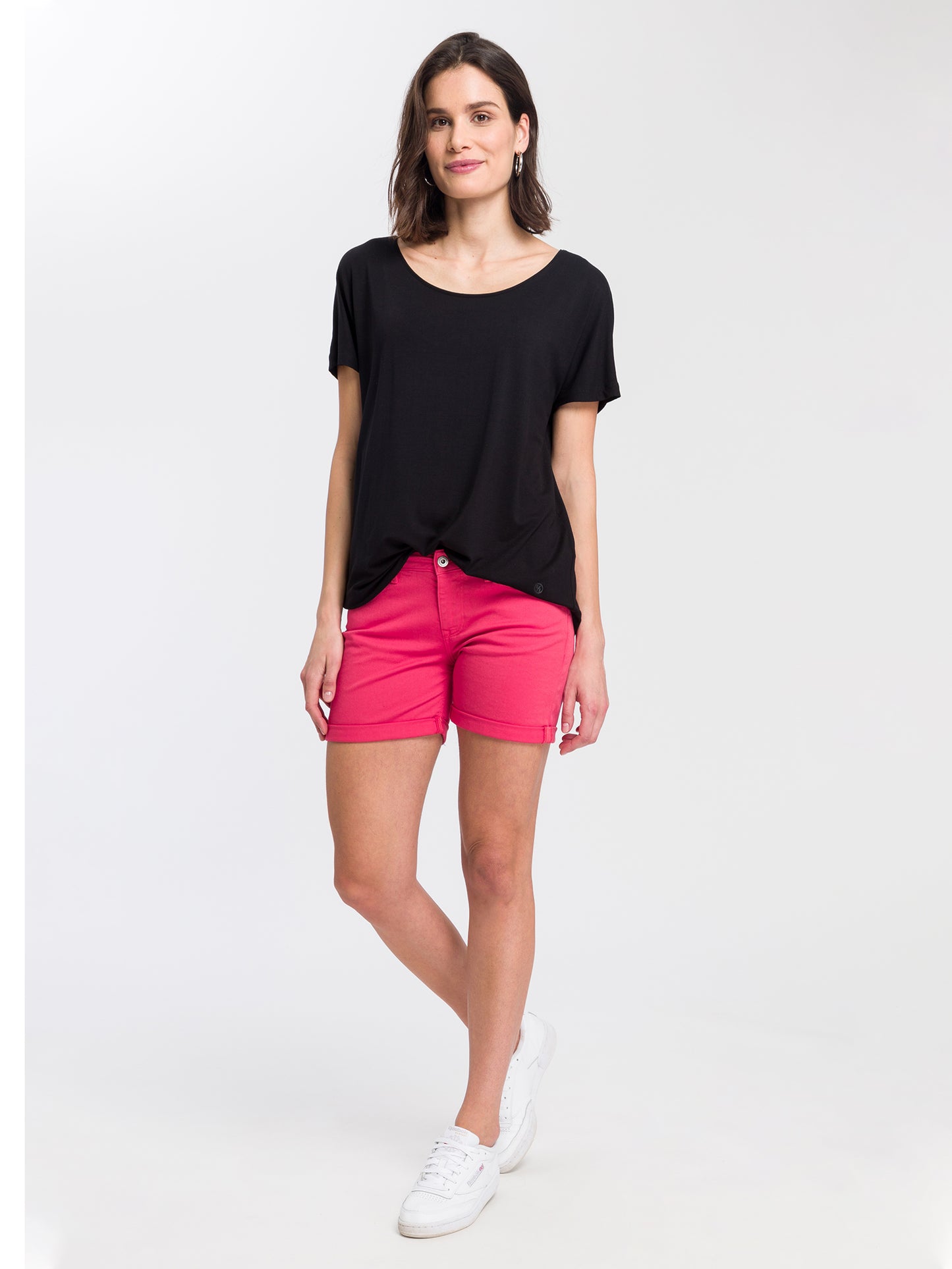 Zena Damen Jeans Slim Shorts pink