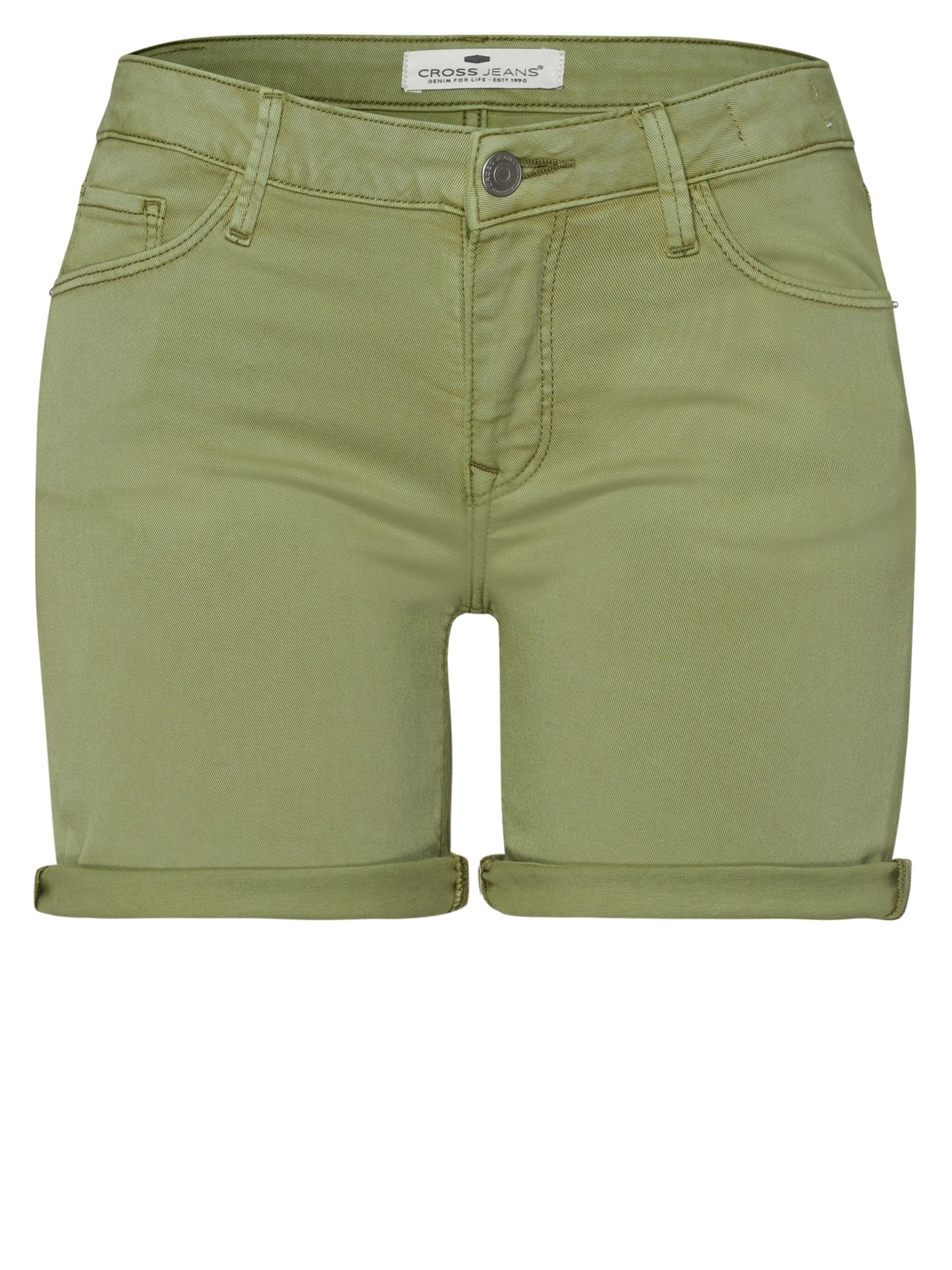 Zena women's denim shorts slim fit olive green