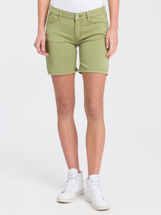 Zena Damen Jeans-Shorts Slim Fit olivegrün