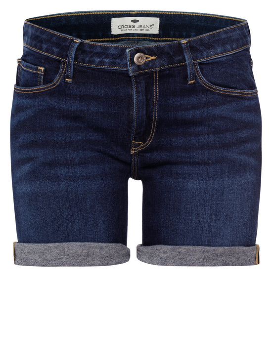 Zena Damen Jeans-Shorts Slim Fit dunkelblau.