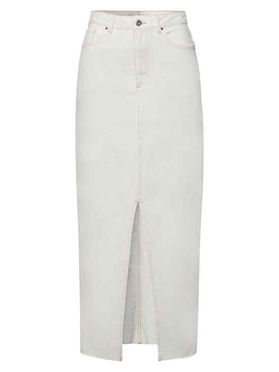 Women’s regular maxi skirt with slit, ecru.