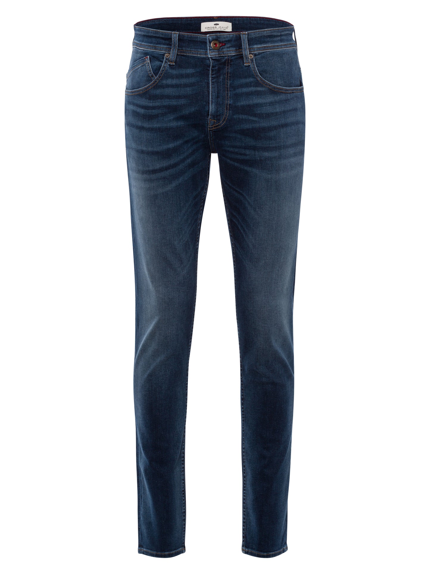 Jimi Herren Jeans Slim Fit Regular Waist Tapered Leg dunkelblau.