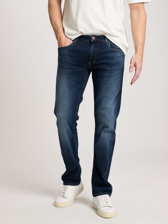 Damien Herren Jeans Slim Fit Regular Waist Straight Leg dunkelblau.