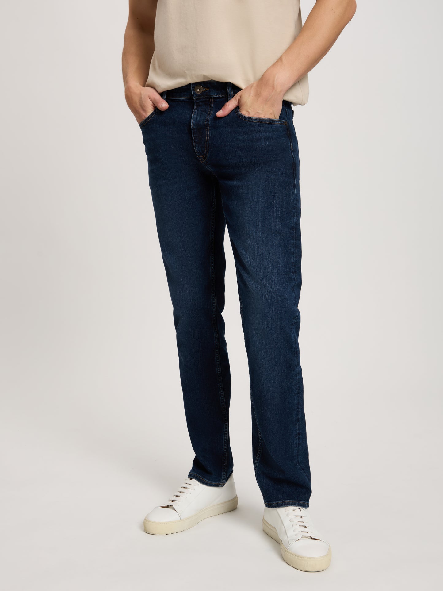 Damien Herren Jeans Slim Fit Straight Leg mittelblau