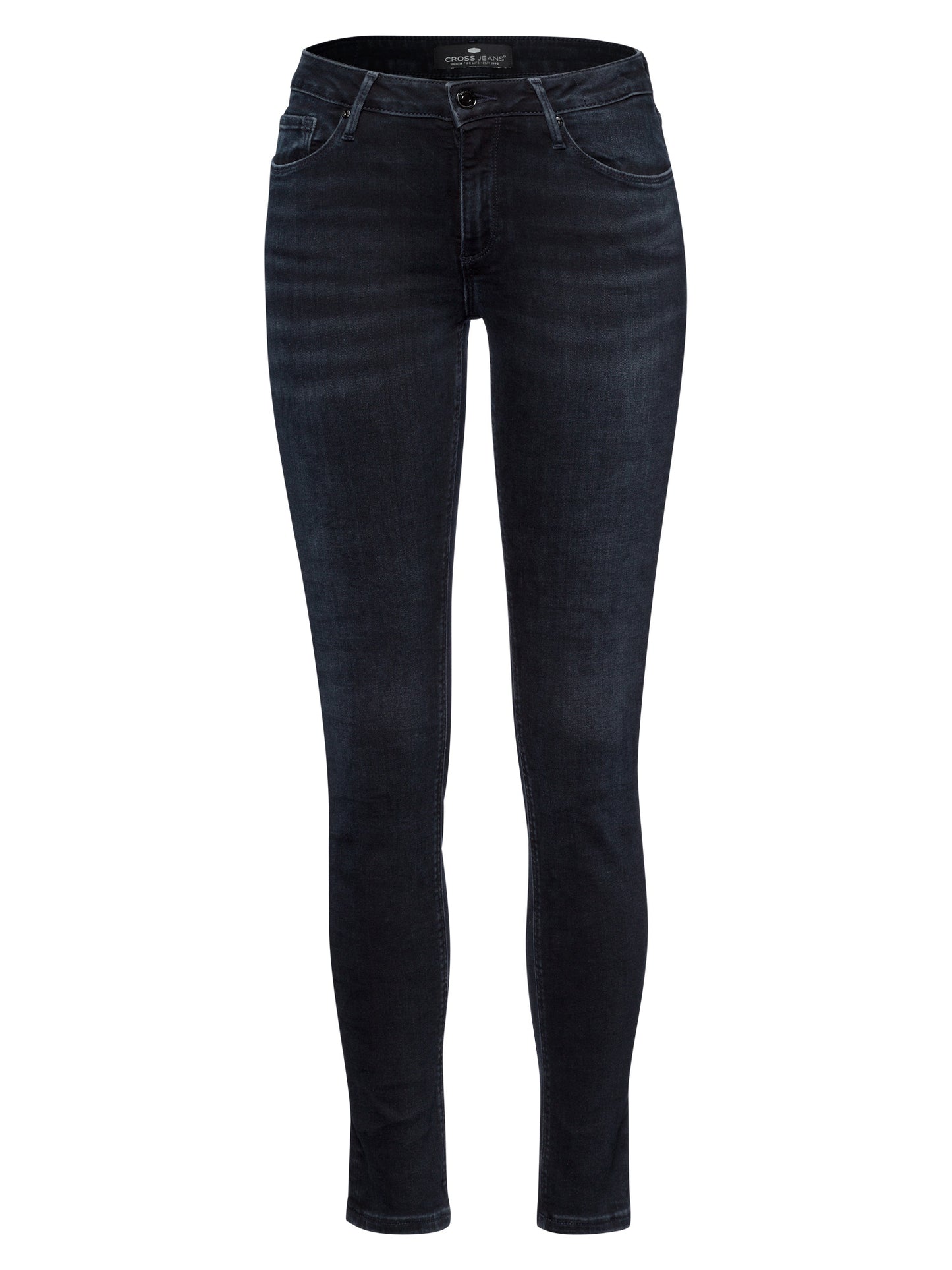 Alan Damen Jeans Skinny Fit Mid Waist blau-schwarz.