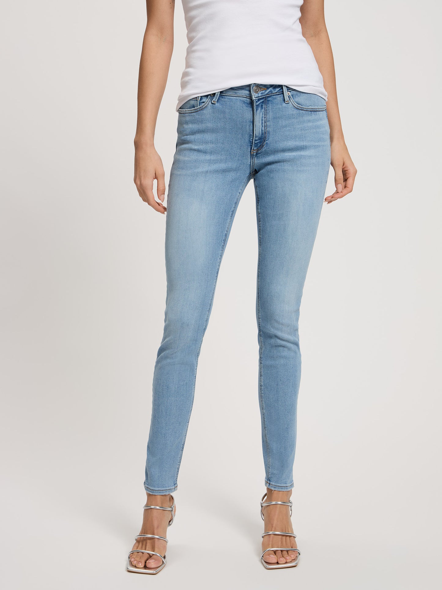 Alan Damen Jeans Skinny Fit Mid Waist hellblau