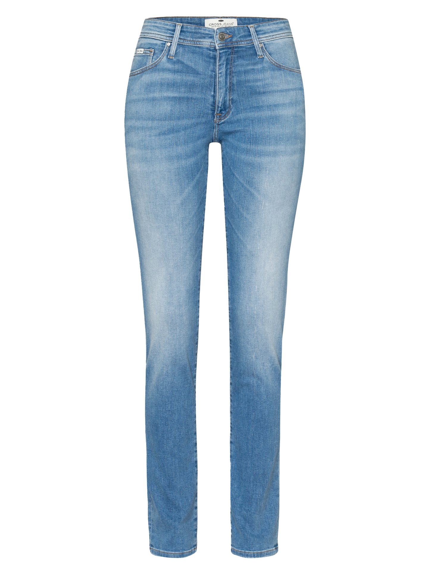 Anya Damen Jeans Slim Fit Mid Waist hellblau