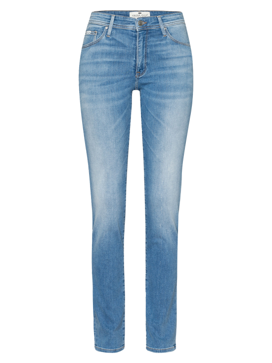 Anya Damen Jeans Slim Fit Mid Waist hellblau