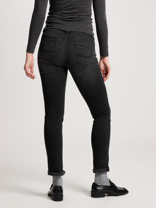 Anya Damen Jeans Slim Fit High Waist anthrazit.